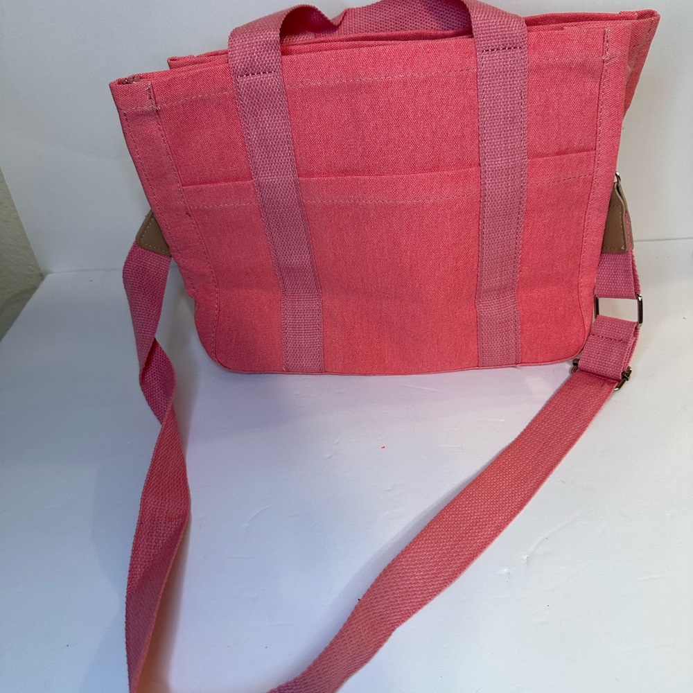 Pink Canvas Tote Crossbody Bag